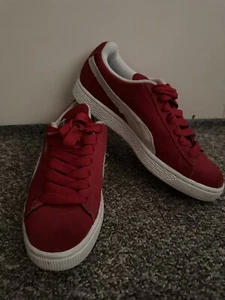 Unisex Puma Red Suede Sneakers Size US 4 - Picture 1 of 5