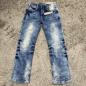 Jeans neri fibbia uomo 28x30 blu denim stonewash stivali antistress pantaloni flessibili nuovi con etichette - Foto 1 di 24