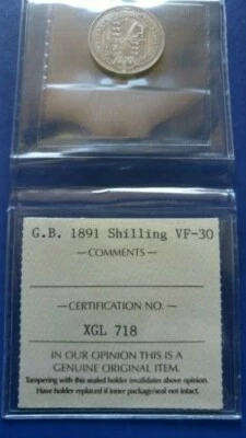 1891 GREAT BRITAIN Shilling Silver Coin Queen Victoria ICCS VF-30 - Image 1 of 4