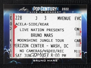 2022 Leaf Metal Pop Century Live In Concert Ticket Relics Bruno Mars #LIC-41 qf8