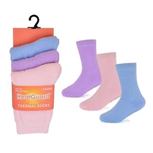 Girls Heatguard Plain Thermal Socks Pack Of 3 Pairs SK897 - Picture 1 of 4