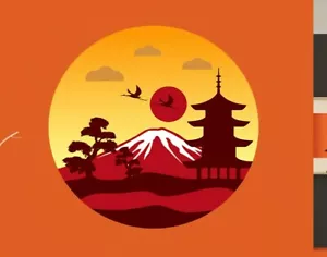 Landschaft Japan Wandtattoo, Natur Wandaufkleber, Moderne Wandkunst Natur - Bild 1 von 6