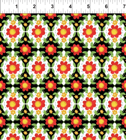 Azulejos florales negros In the Beginning Strawberry Festival 4jh1 POR algodón fabuloso Foto 1 de 1