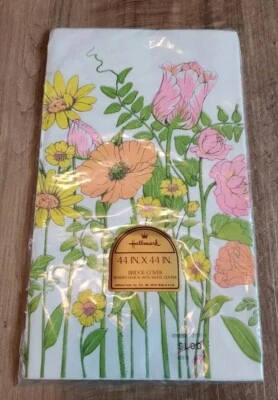 Cubierta de mesa de tarjeta puente sello vintage flor borde de papel floral 44"x44" Foto 1 de 2