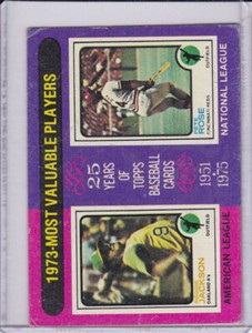 1975 Topps #211 MVP 1973 Pete Rose & Reggie Jackson Reds Yankees Good Condition