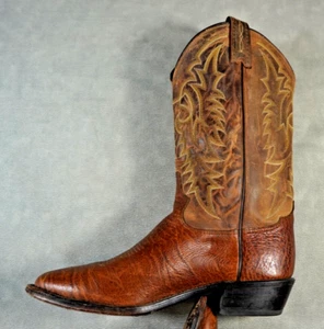 Vintage Tony Lama Boots Mens 9 Brown Cowhide Made in USA Cowboy Western - Picture 1 of 8