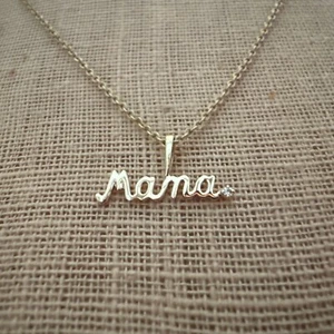 14k Yellow Gold Mama Diamond Pendant on GP Necklace - Picture 1 of 5