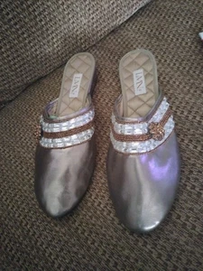 Luxe Me Now Lurex Bronze Luxury Memory Foam Slippers Shoes 42 US Size 11 Dustbag - Picture 1 of 3