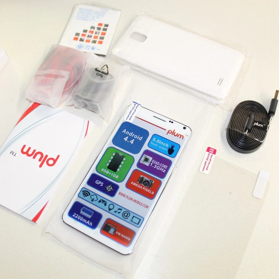 Kids Play Phone PLUM Pilot Plus Z550 Unlocked Smartphone White 8GB In Box - Image 1 of 3