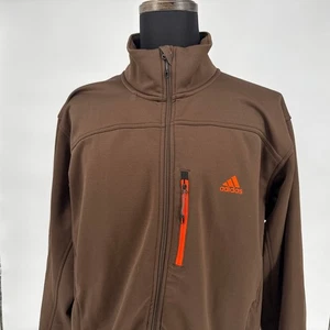 Adidas Climawarm Full Zip Jacket Mens 2XL Brown Orange Athletic Top weatshirt - Picture 1 of 6