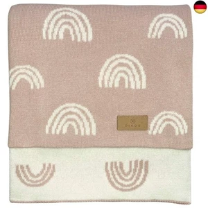 DIKOS® Babydecke Bio Baumwolle Mädchen Regenbögen rosa ? 100% GOTS Zertifiziert - Bild 1 von 6