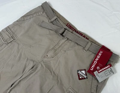 Pantalones Cortos Carga Union Bay Survivor Vintage Con Cinturón Caqui Talla 46 Para Hombre Nuevos con Etiquetas Foto 1 de 4