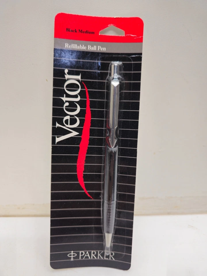 1980's Vintage Parker Vector Ballpoint Pen Navy Blue Body Old Stock
