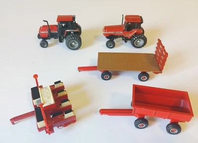 Lote de 5 juguetes agrícolas internacionales 1/64 Ertl Case, tractores, vagones, maceta Foto 1 de 4