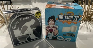 2 Stück ~ Toilettentimer & kein Riss TP Gag Männer Geschenke Weihnachten lustig Kacke Geschenk - Bild 1 von 11