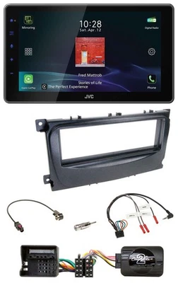 JVC DAB Lenkrad Bluetooth USB Autoradio für Ford Focus C-Max Galaxy ab 07 schwar - Bild 1 von 4
