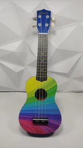 Rare! Amahi Ukelele w/Rainbow Colors Pattern Soprano 21" String Cord Labels VGC - Picture 1 of 6