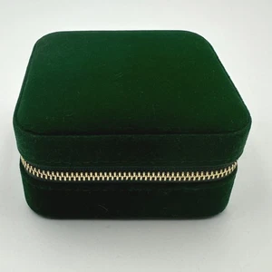 Benevolence Plush Velvet Green Jewelry Travel Organizer Box w Mirror w Box - Picture 1 of 7