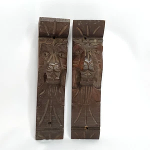 Handgeschnitzte Katze Deko Holz Akzent Architektur Onlay Mantel Corbel Braun - Bild 1 von 8