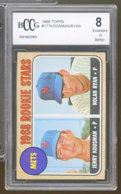 1968 Topps #177 Koosman/Nolan Ryan novato BGS BCCG 8 excelente+ Foto 1 de 4