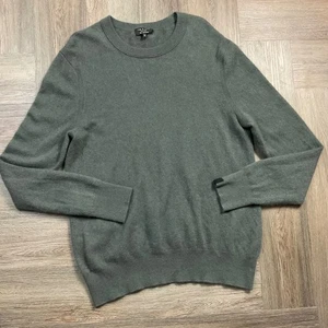 Rag & Bone Cashmere Sweater Mens XL Army Green Crewneck Luxury Classic Ivy - Picture 1 of 8