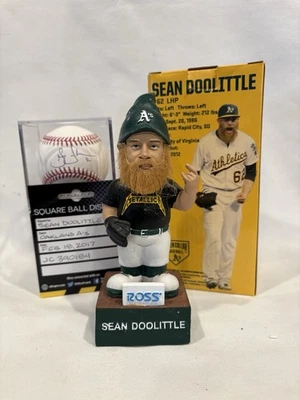 SEAN DOOLITTLE Metallica Gnome Bobblehead + Autographed Baseball, Oakland A's - Image 1 of 4