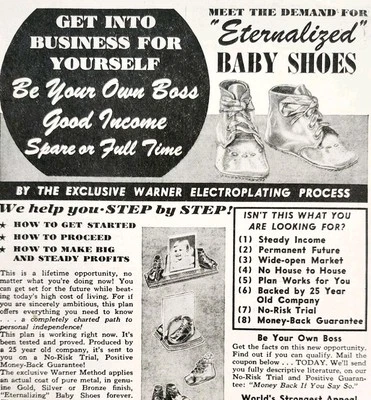 1948 Eternalized Baby Shoes Sales Training Advertisement Warner Electric Co E2H2 - Image 1 of 2
