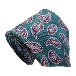 Christian Dior Necktie Green Geometric Pattern Men's Silk Neck Tie Repp - Picture 1 of 5