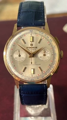 Pierce Chronograph Swiss Rose Gold 18K Vintage Extremely Rare Valjoux 23 - Image 1 of 4