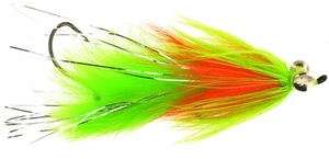 Fly Fishing Flies (Steelhead, Salmon) Articulated Hareball Leech Chart Orange x3 - Picture 1 of 2