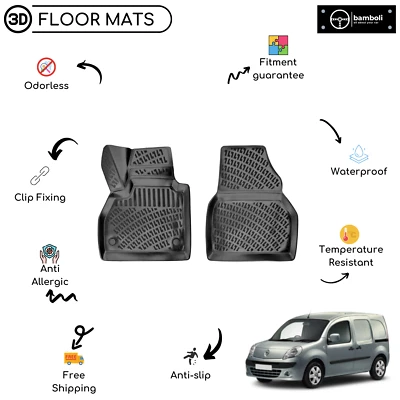 Alfombrilla de goma moldeada personalizada para Renault Kangoo VAN 2007-2014 negra Foto 1 de 4