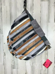 Borsa a tracolla donna De.De Los Angeles pelle riutilizzata patchwork unica nuova con etichetta - Foto 1 di 8