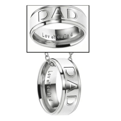 Collar de eslabones y anillo Love You Dad de plata de ley 925 regalo día del padre de 24" Foto 1 de 4