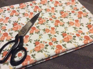 Vintage Retro Peach Roses Bush Garden Sheet Sheeting Fabric 300cm X 234cm - Picture 1 of 4