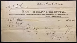 1842 *BIGELOW & GREENWOOD* (DRUG DEALER) BOSTON, MASS. PAYMENT RECEIPT! SCARCE! - Picture 1 of 11