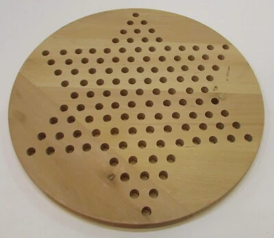 Vintage 80's Solid Wood Chinese Checkers 11" dia Round Game Board - Image 1 of 2