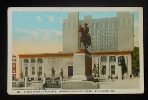 1920s Caesar Rodney's Monument Wilmington Public Library Old Cars Wilmington DE - Picture 1 of 1
