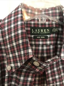 Camisa de vestir Lauren Ralph Lauren para hombre 16,5 a cuadros sin hierro algodón rojo verde - Imagen 1 de 7
