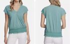 Vince Camuto Cap Sleeve Faux Wrap Top - Teal Lake Size Medium