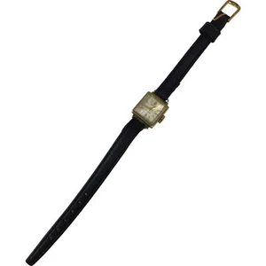 Sekonda Vintage Damen Square Dial 17 Jewels Armbanduhr Gold Lederband UdSSR - Bild 1 von 11