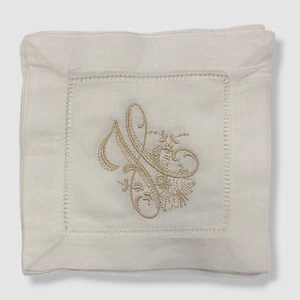 Boutross Imports White "H" Initialed Monogrammed Cocktail Napkins- Set of 6 - Picture 1 of 2