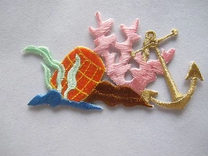 #3481 Anchor,Coral,Barrel,Fishing Embroidery Iron On Applique Patch - Picture 1 of 1
