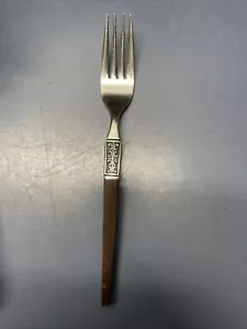 Ekco Eterna LA JOYA Stainless Japan MCM Dinner Fork Faux Wood Handle - Picture 1 of 7