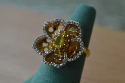 2.06ct Ethiopian Opal / Sapphire / Zircon Ring 14K YG over Sterling Silver Sz 8 - Image 1 of 4