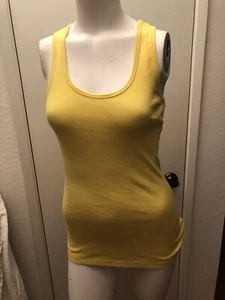 LA Base Womens Tank Top S Yellow Sexy Tank Sleeveless Tee T Shirt - Picture 1 of 5