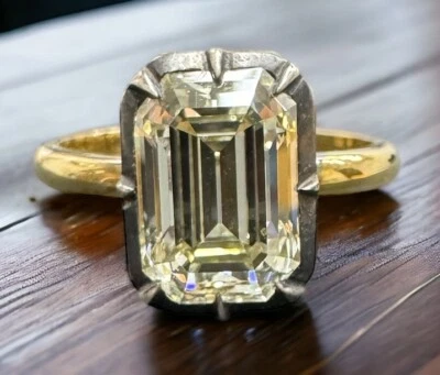 3.29ct Vintage Emerald Cut Certified  Vintage Style Solitaire Engagement Ring - Image 1 of 3