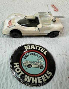Hot Wheels 1968 Chaparral 2G USA Made Redline White Black Interior W Button - Picture 1 of 10