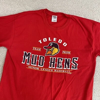 Vintage Toledo Mud Hens T-Shirt Mens Large Red Y2K Baseball MilB Minor Leagues - Image 1 of 4