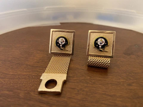 Pittsburgh Steelers Gold Tone Mesh Wrap Cufflinks Cover