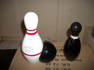 CERAMIC BOWLING PIN(S) DECANTER(S) USED COLLECTIBLE 9" and 8" - Picture 1 of 18